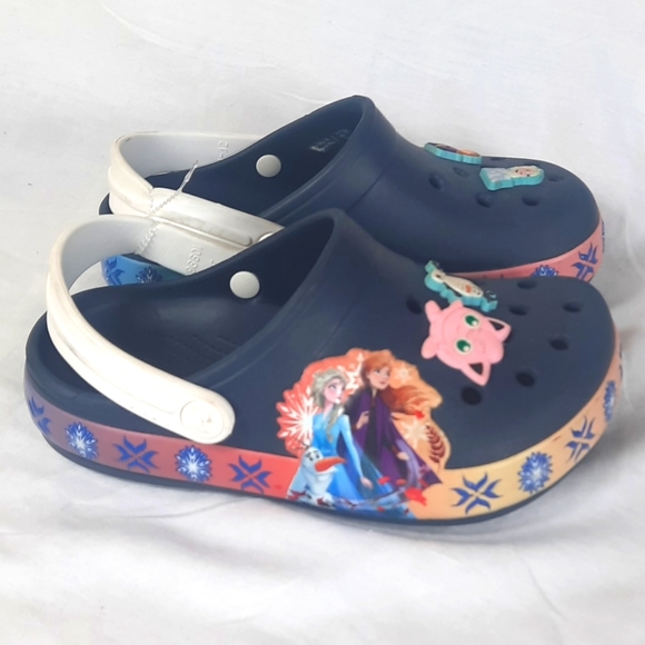 CROCS Other - Crocs Disney Frozen 2 Light Up Girls Clog Sandals Size 1 J Blue with Pins